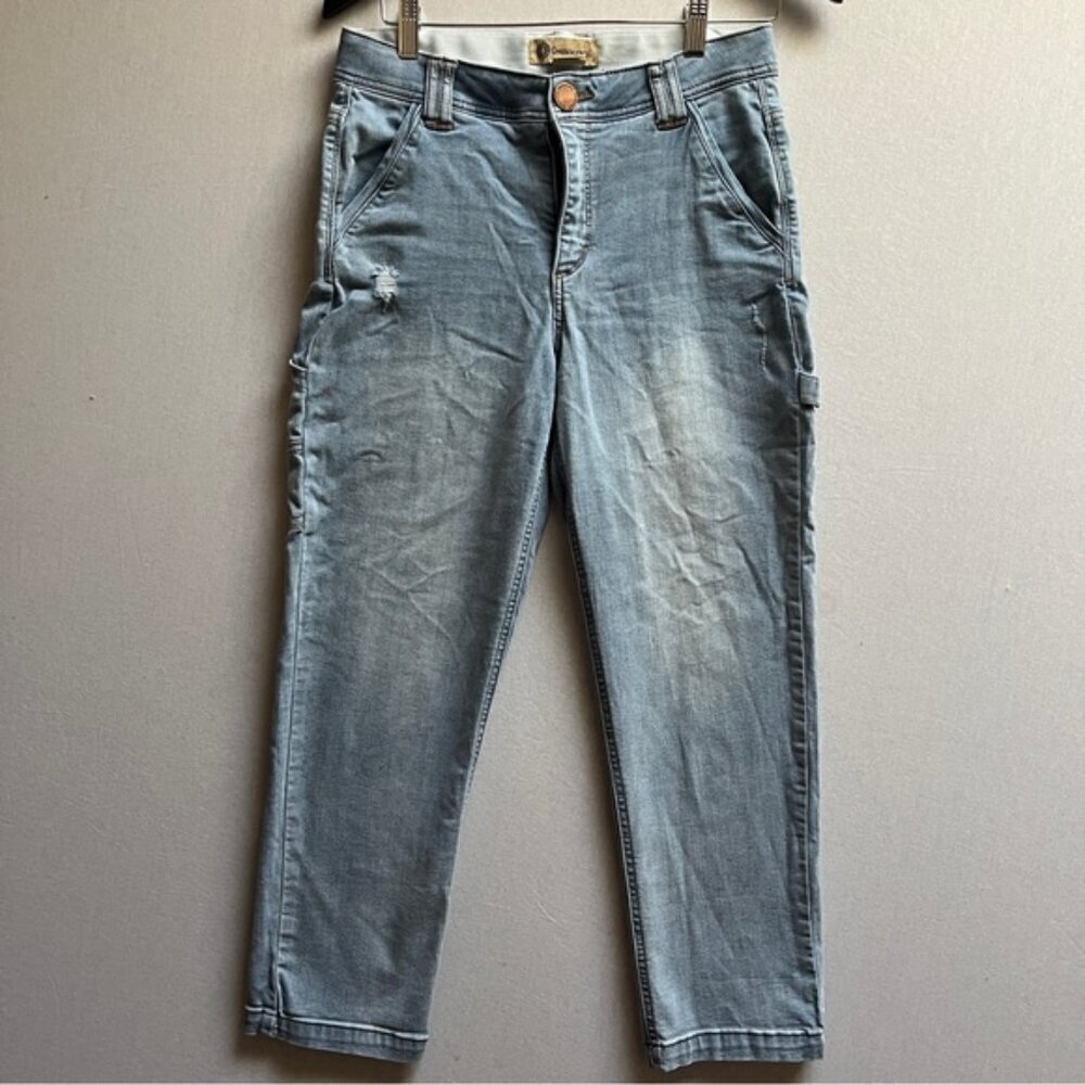 Democracy Ab Technology High Rise Distressed Carpenter Jeans Blue Sz 8